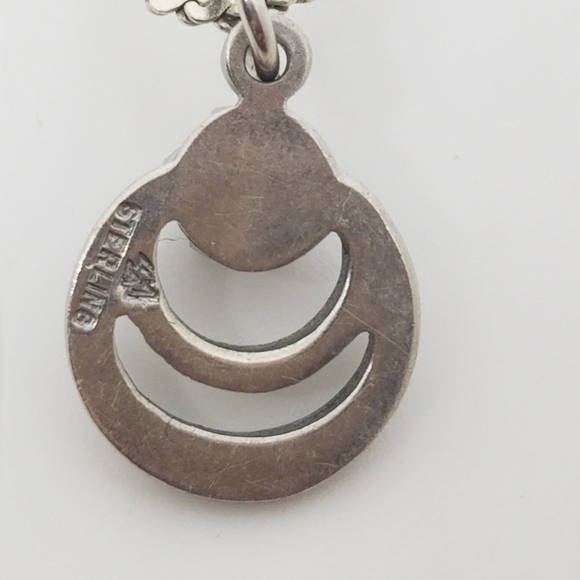 VINTAGE STERLING SILVER & COLORLESS SPINEL PENDANT & SERPENTINE CHAIN NECKLACE - Picture 5 of 8